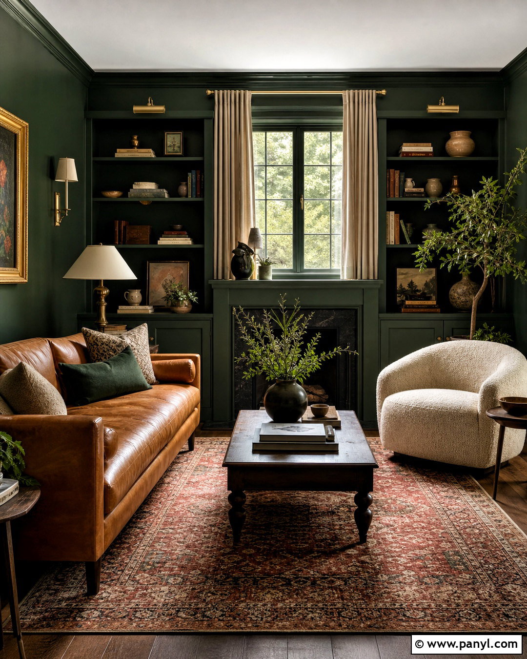 Moody Green Living Room - 20 aesthetic living room ideas