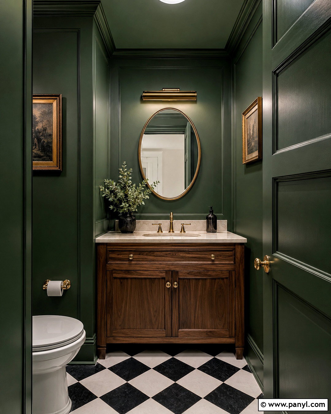 Moody Green Powder Room - 20 powder room inspiration ideas