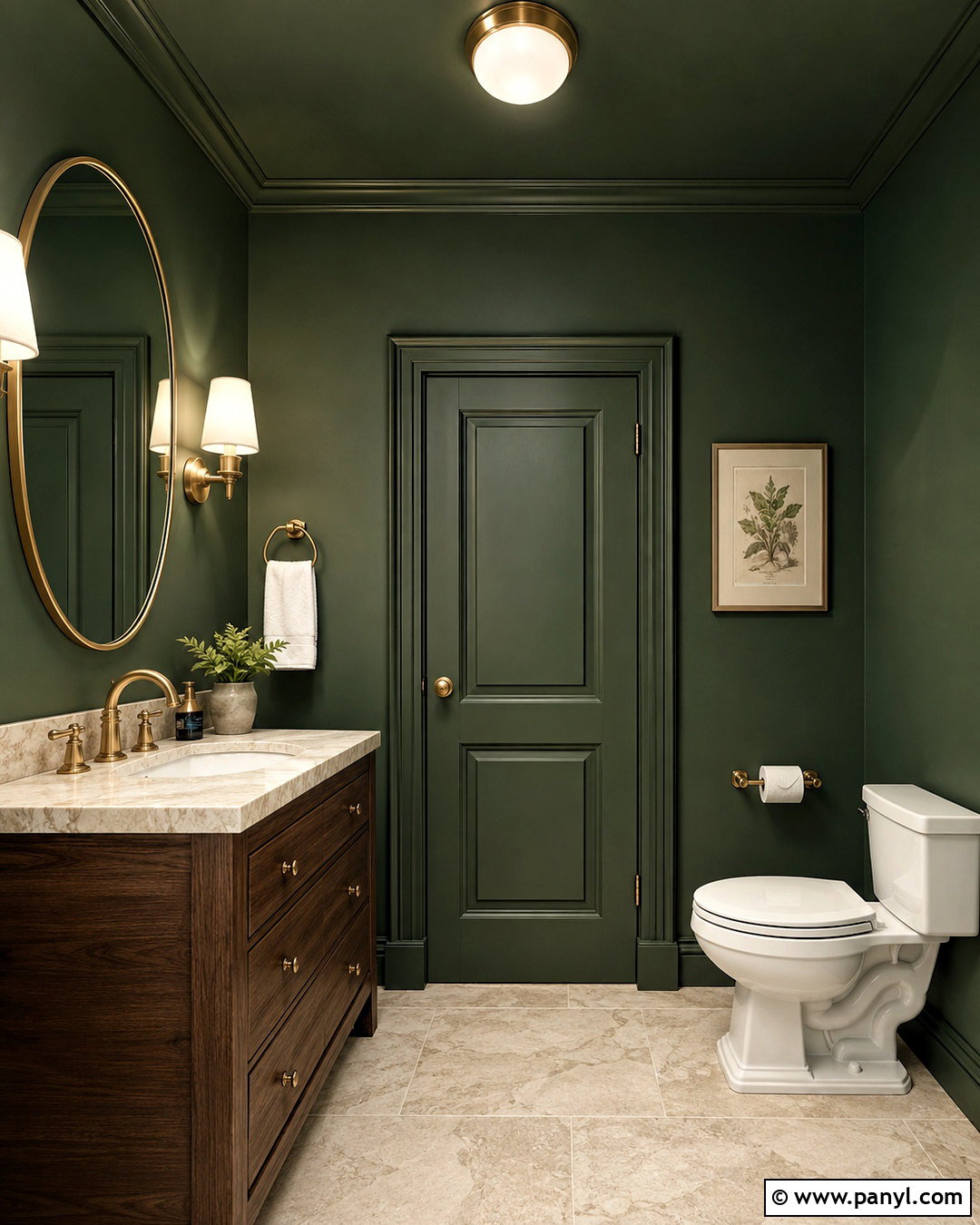 Moody Green Powder Room - 20 powder room bathroom ideas