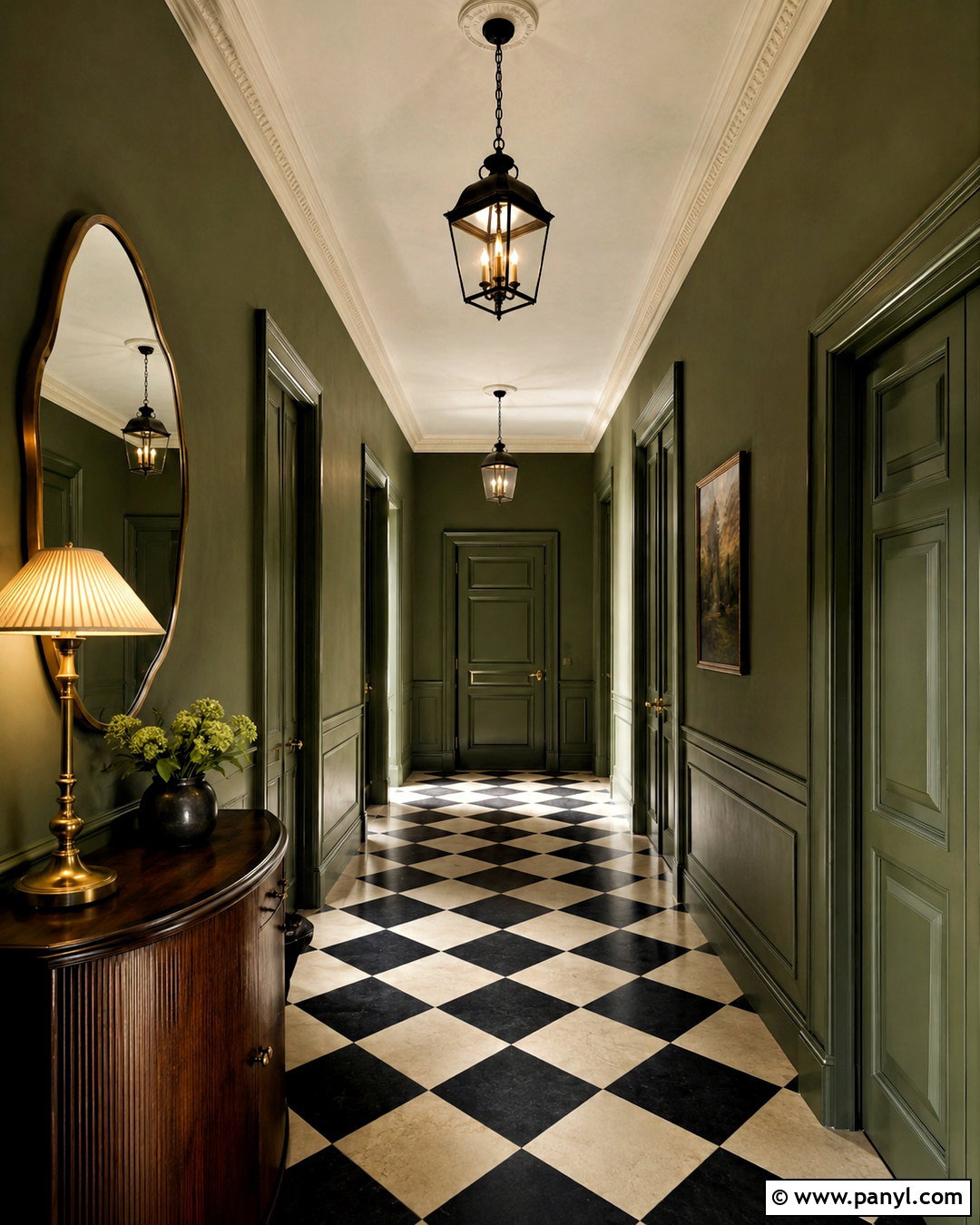 Moody Hallway With Checkerboard Floor - 20 moody hallway ideas