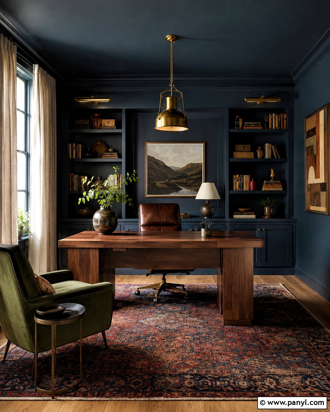 Moody Home Office With Built-In Shelves - 20 moody house interiors