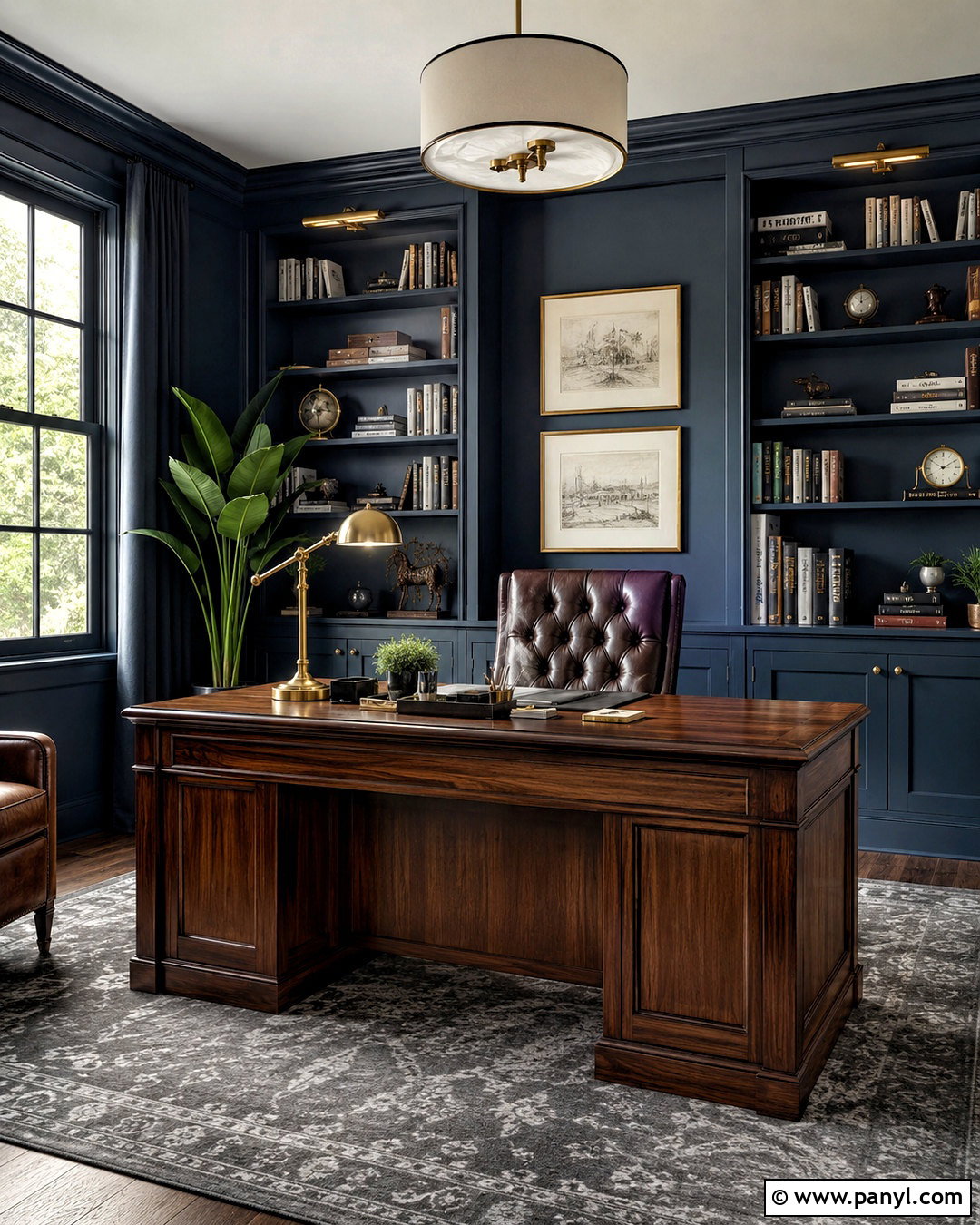 Moody Home Office - 20 dark moody interior design ideas
