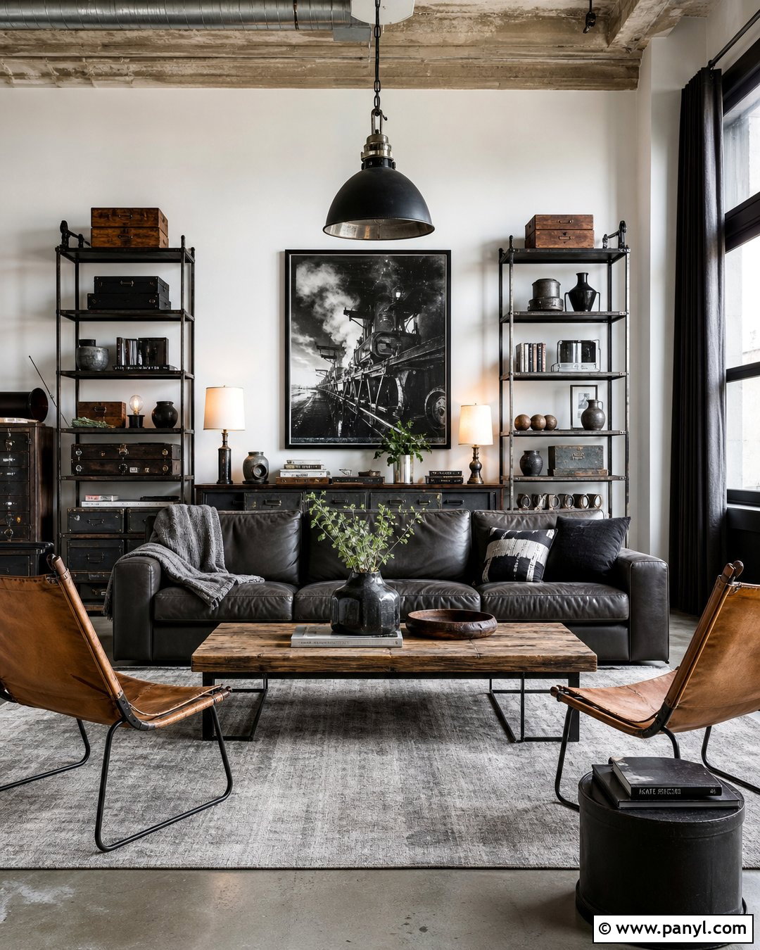Moody Industrial Room With White Walls - 25 Moody With White Walls