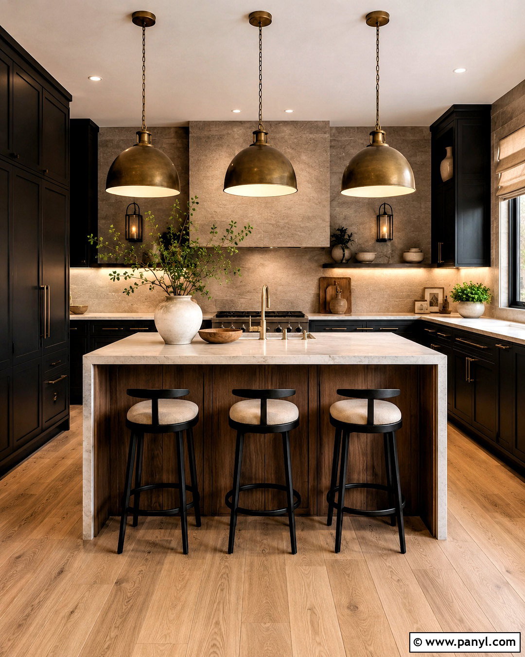 Moody Kitchen With Statement Lighting - 20 moody kitchen ideas