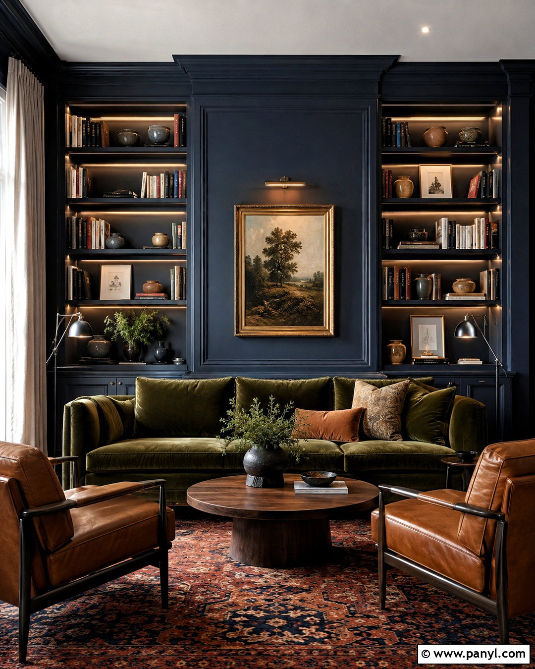 Moody Living Room With Built-Ins - 20 moody living room ideas