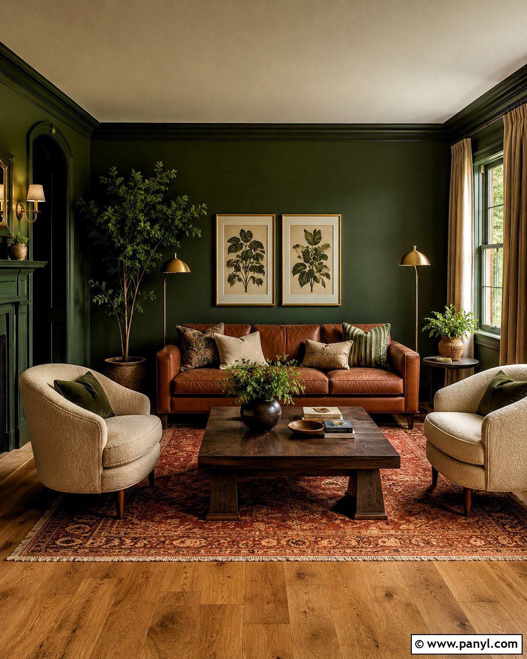 Moody Living Room With Forest Green Walls - 20 moody house interiors