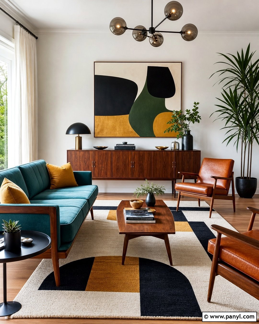 Moody Midcentury Room With White Walls - 25 Moody With White Walls