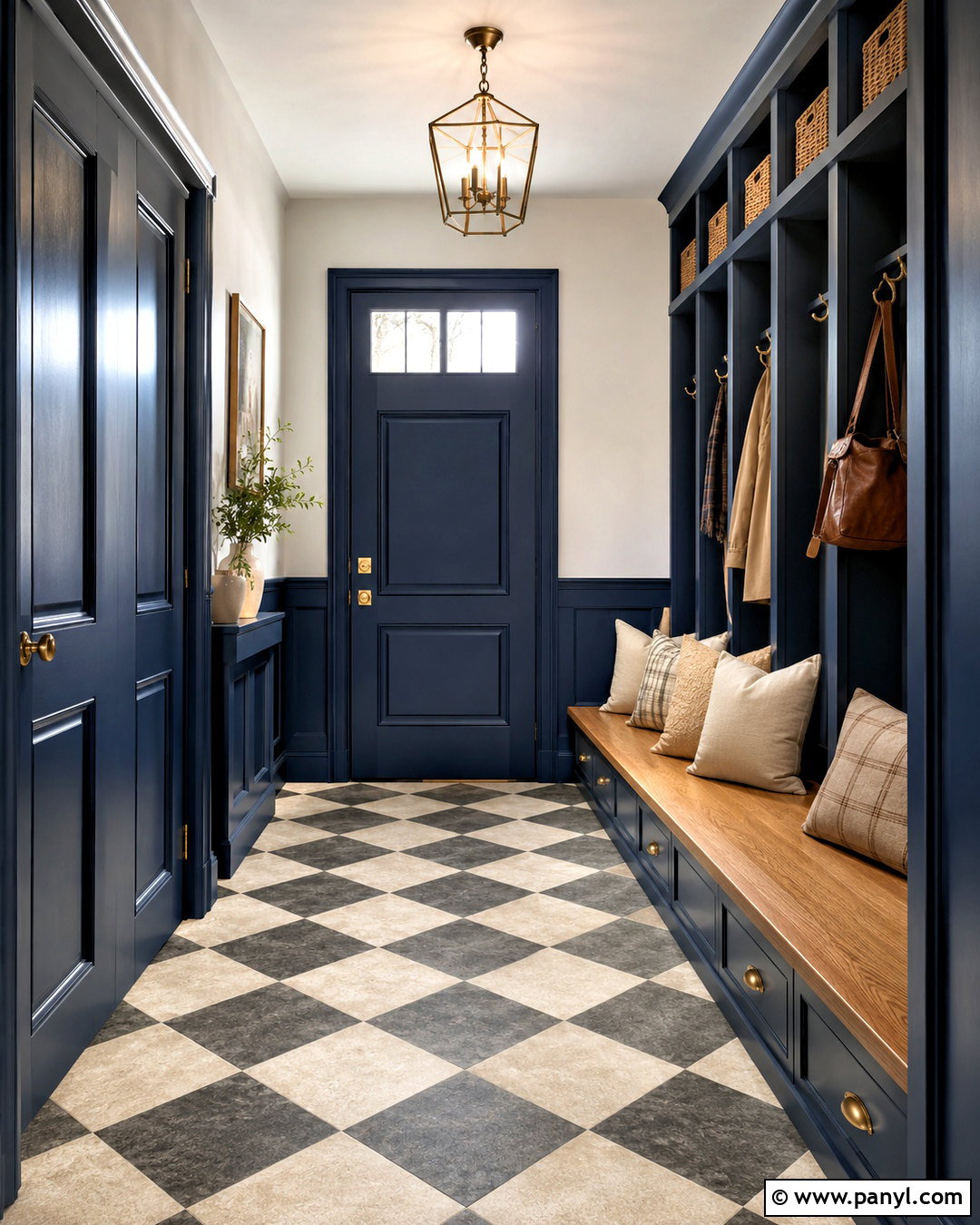Moody Mudroom With Checkerboard Floor - 20 moody mudroom ideas