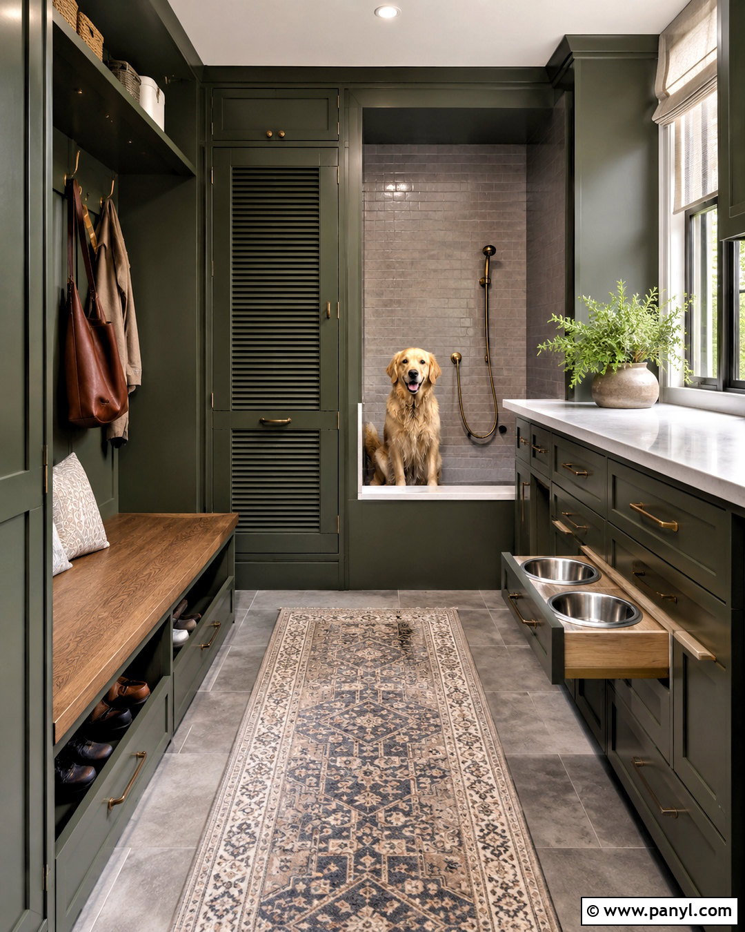 Moody Mudroom With Pet Station - 20 moody mudroom ideas