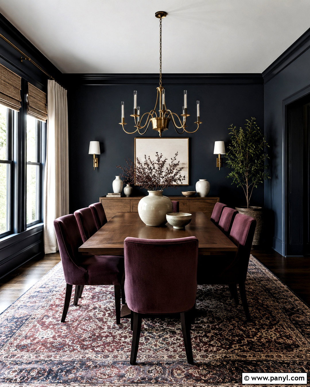 Moody Navy And Plum Dining Room - 20 moody color palette home ideas