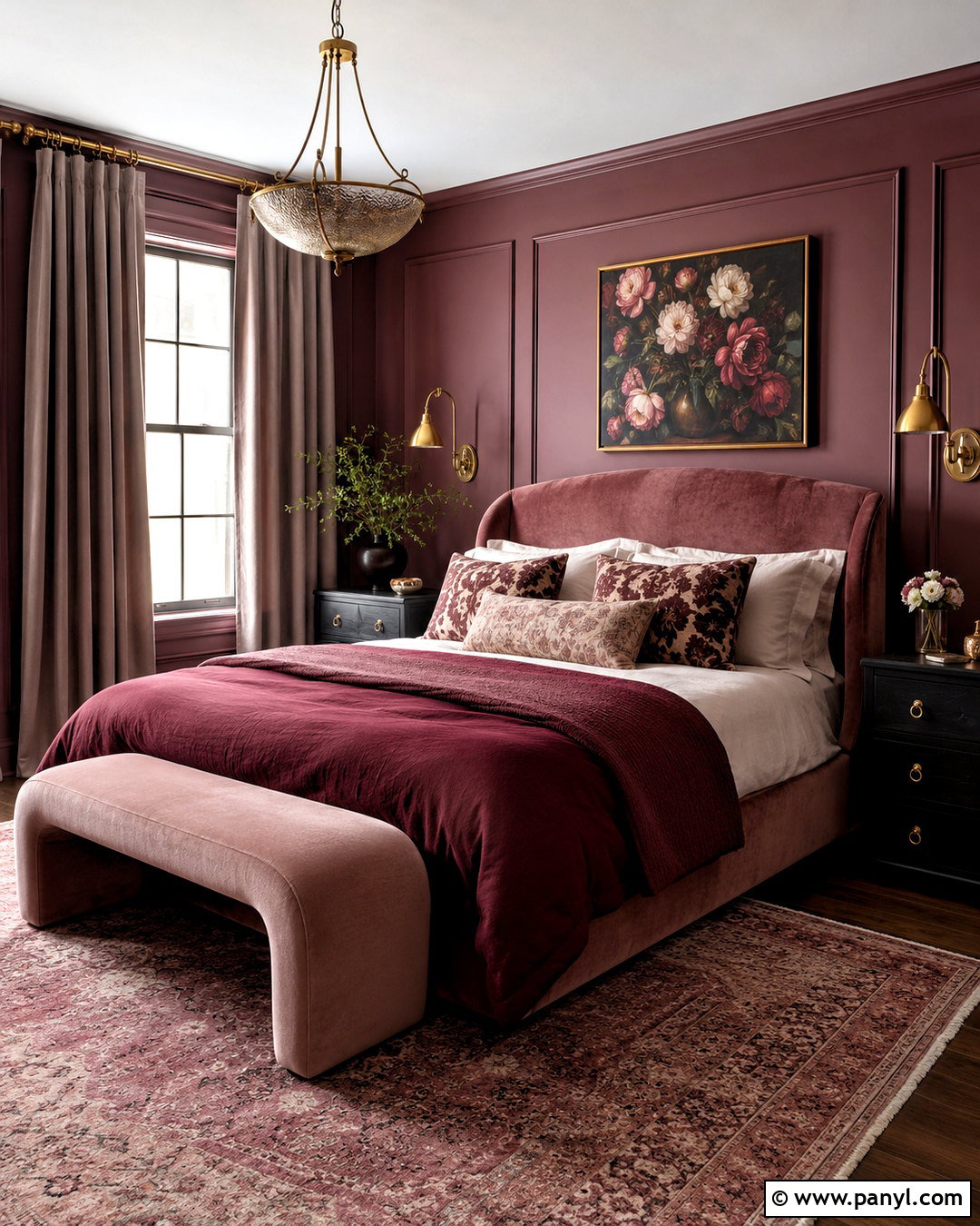 Moody Pink Bedroom With Brass Accents - 20 moody pink bedroom ideas