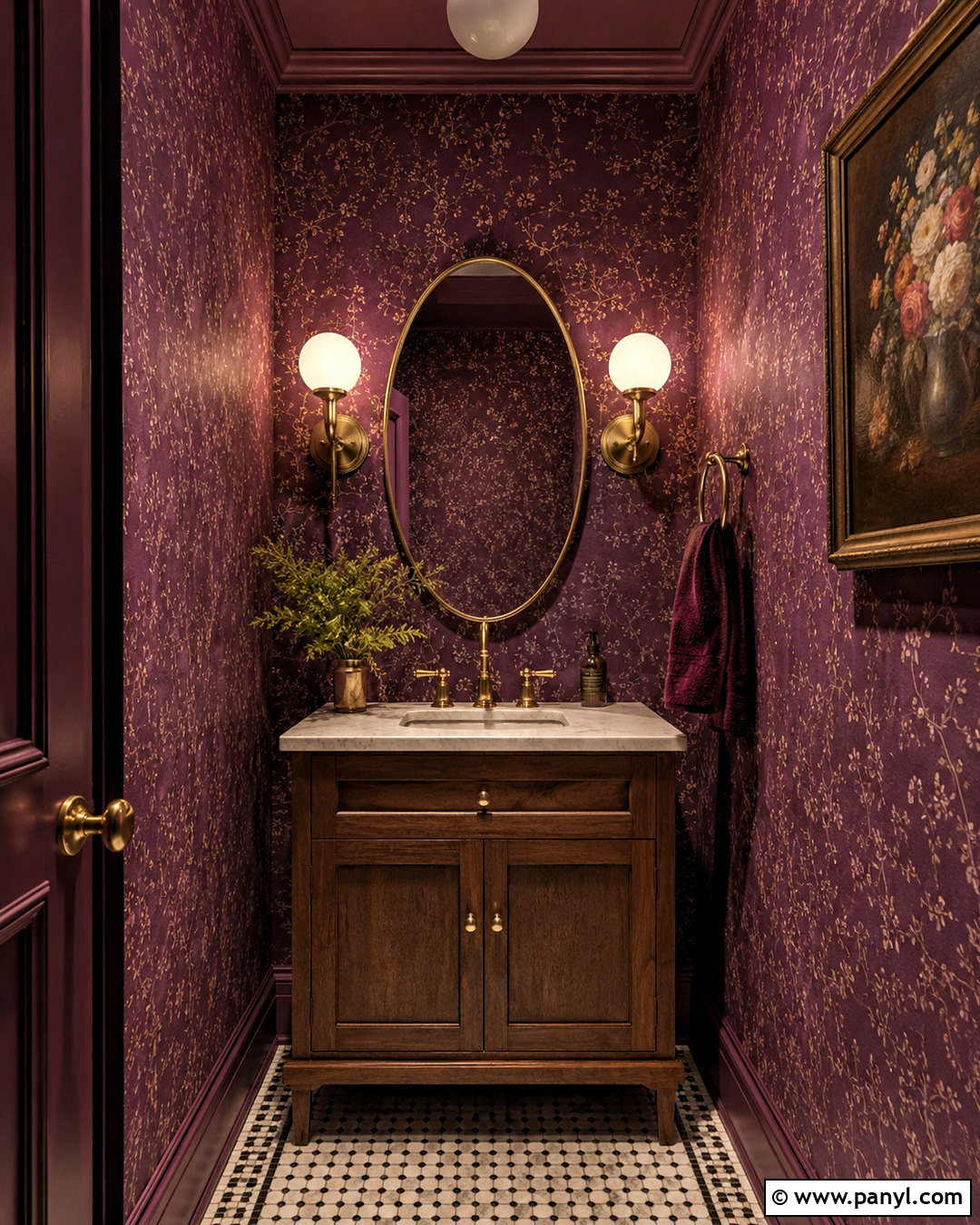Moody Plum Powder Room - 20 moody rooms inspiration ideas