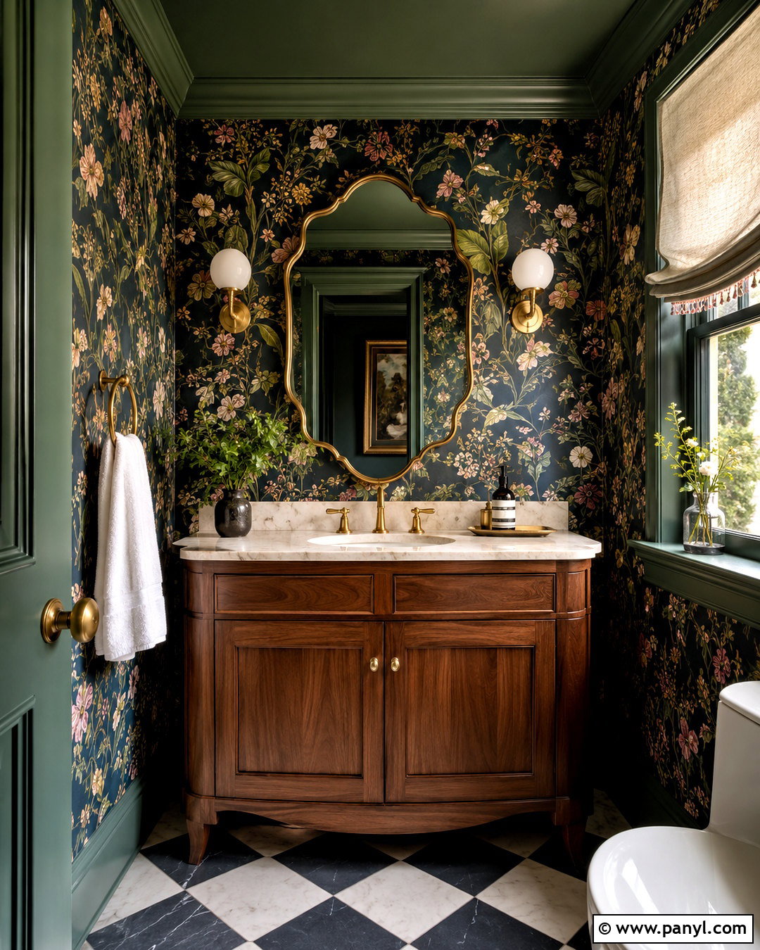 Moody Powder Room With Floral Wallpaper - 20 moody house interiors