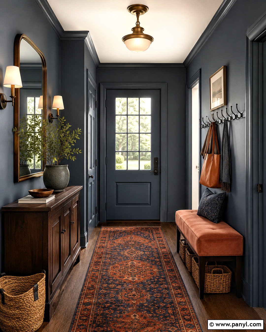 Moody Slate Blue Entryway - 20 moody color palette home ideas