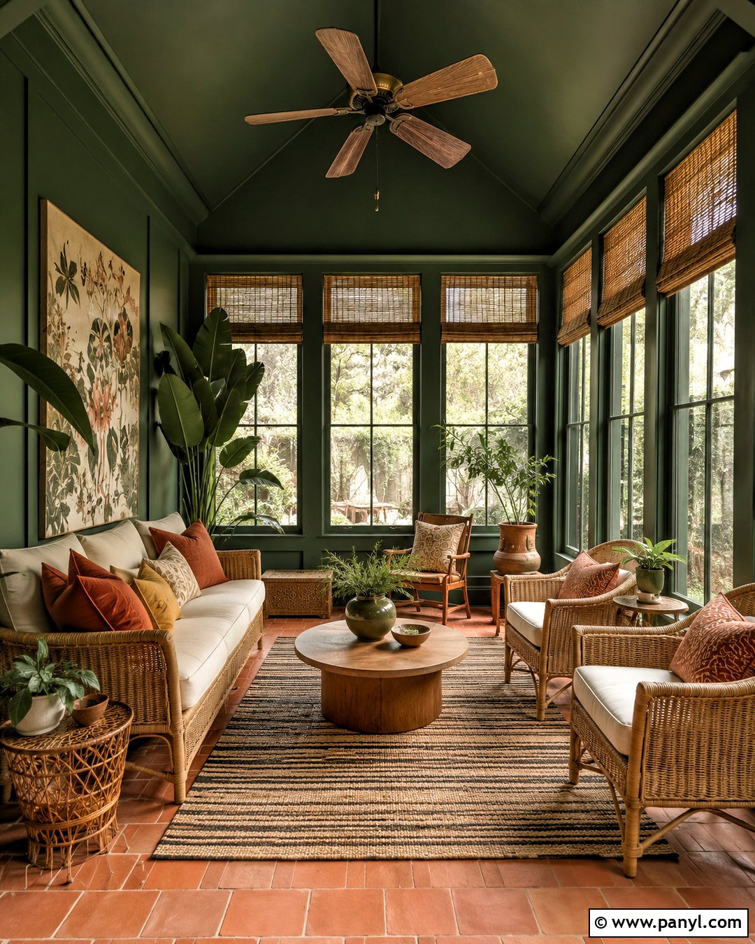 Moody Sunroom With Dark Green Trim - 20 moody house interiors