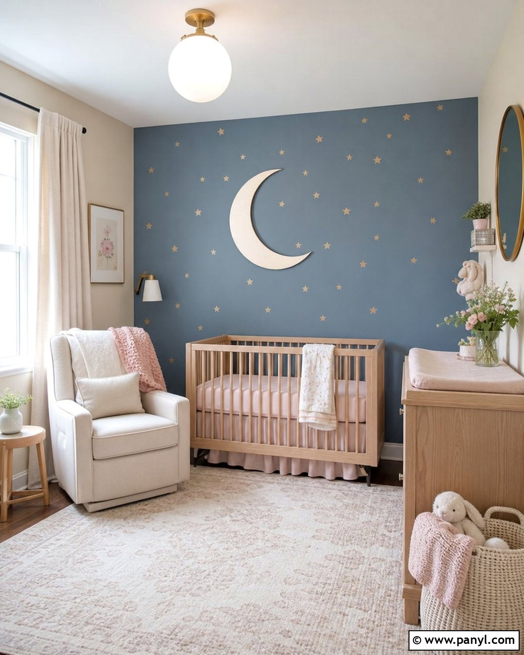 Moon And Stars Accent Wall - 25 Baby Girl Accent Wall Ideas