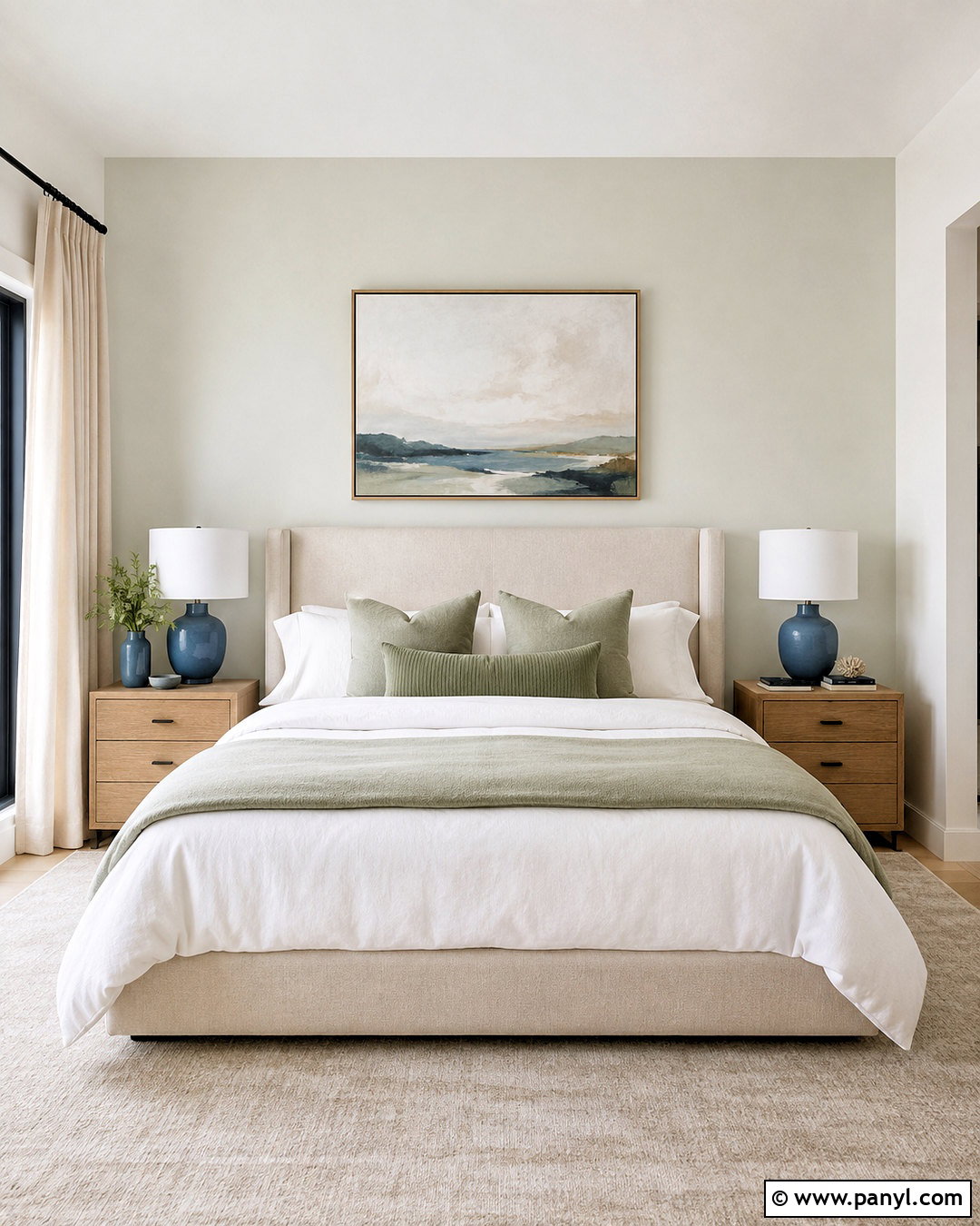 Morning Glory Accent Wall In A Neutral Room - 40 Morning Glory Colour On Wall Ideas