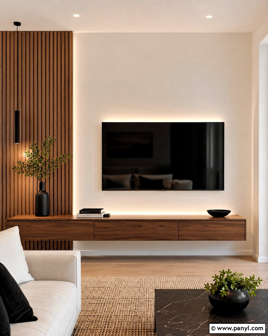 Morning Glory Wall Behind A TV - 40 Morning Glory Colour On Wall Ideas