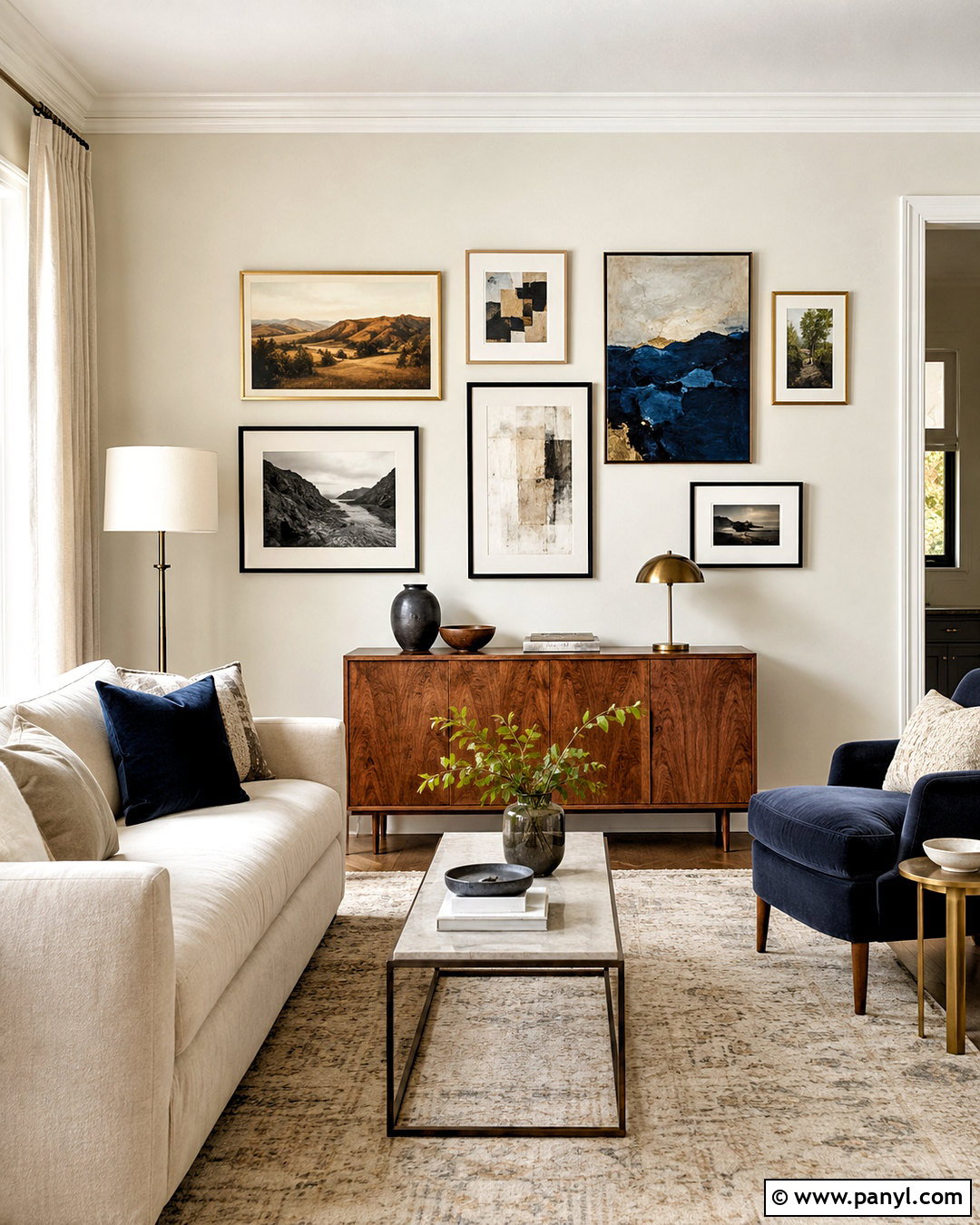 Morning Glory Wall With A Gallery Display - 40 Morning Glory Colour On Wall Ideas