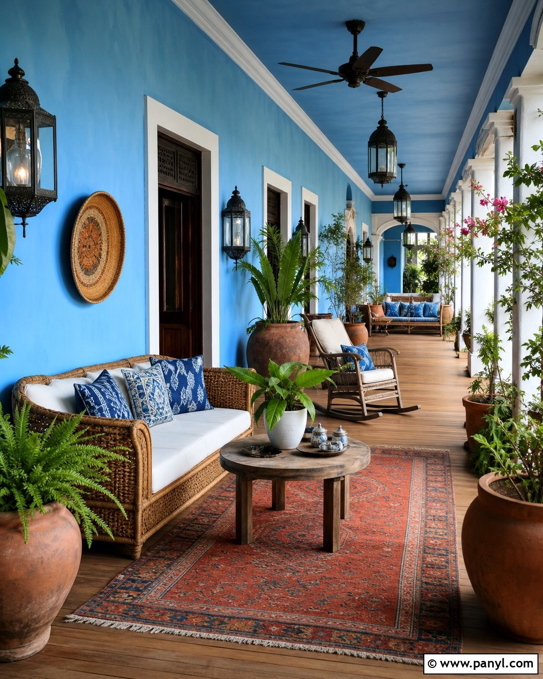 Moroccan Blue Covered Porch Walls - 20 Morocco Blue Walls