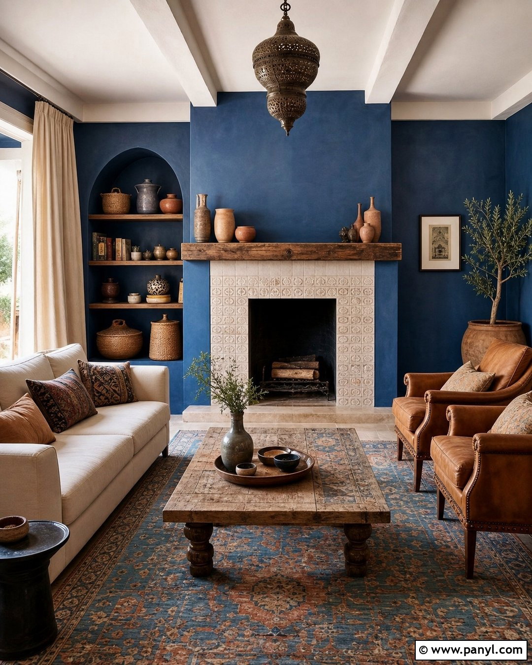 Moroccan Blue Fireplace Walls - 20 Morocco Blue Walls