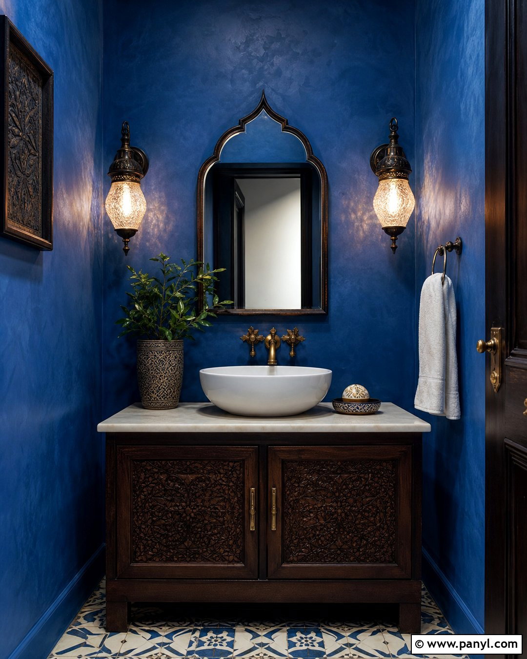 Moroccan Blue Powder Room Walls - 20 Morocco Blue Walls