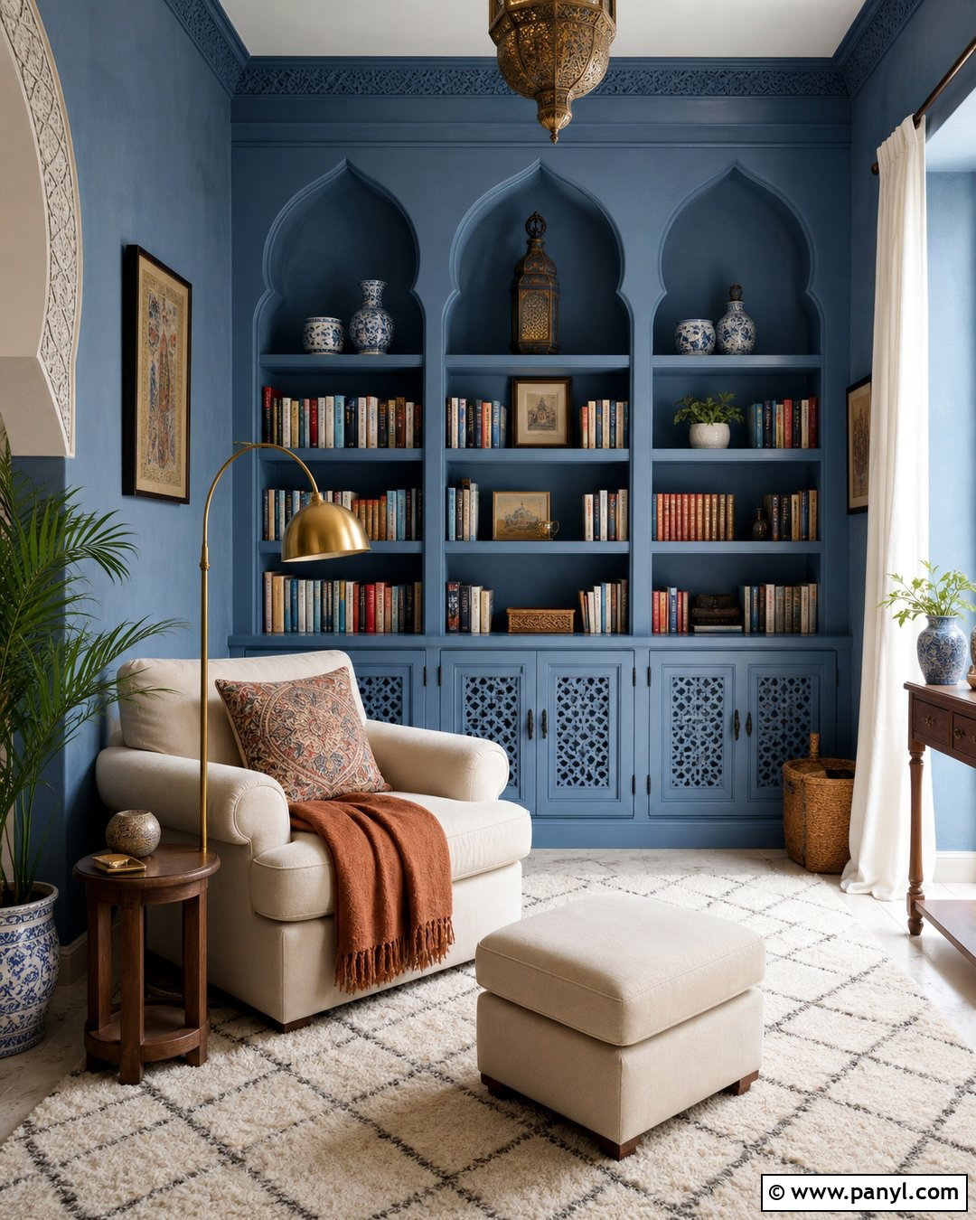 Moroccan Blue Reading Room Walls - 20 Morocco Blue Walls