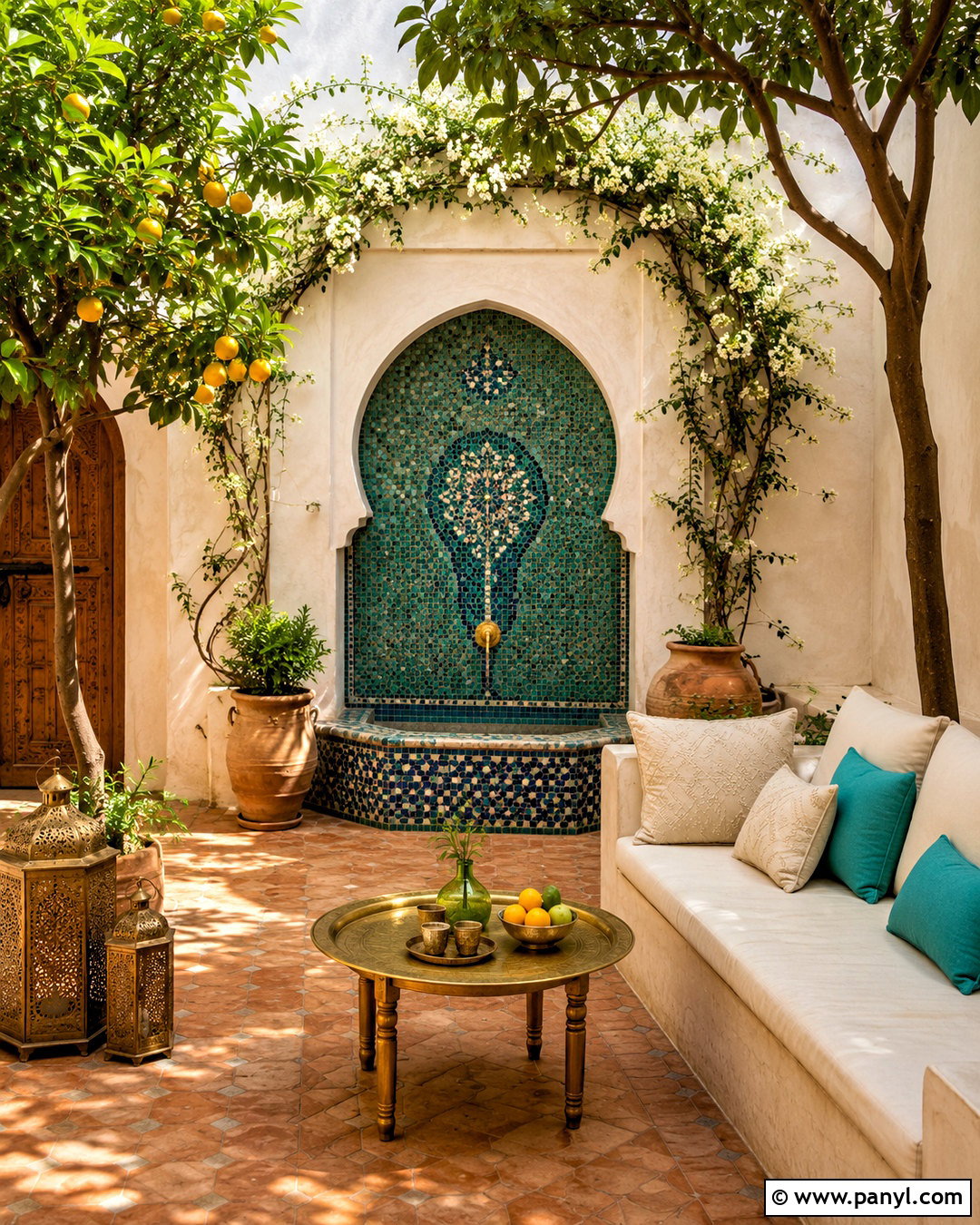 Moroccan Courtyard Fountain Background - 20 moroccan background ideas
