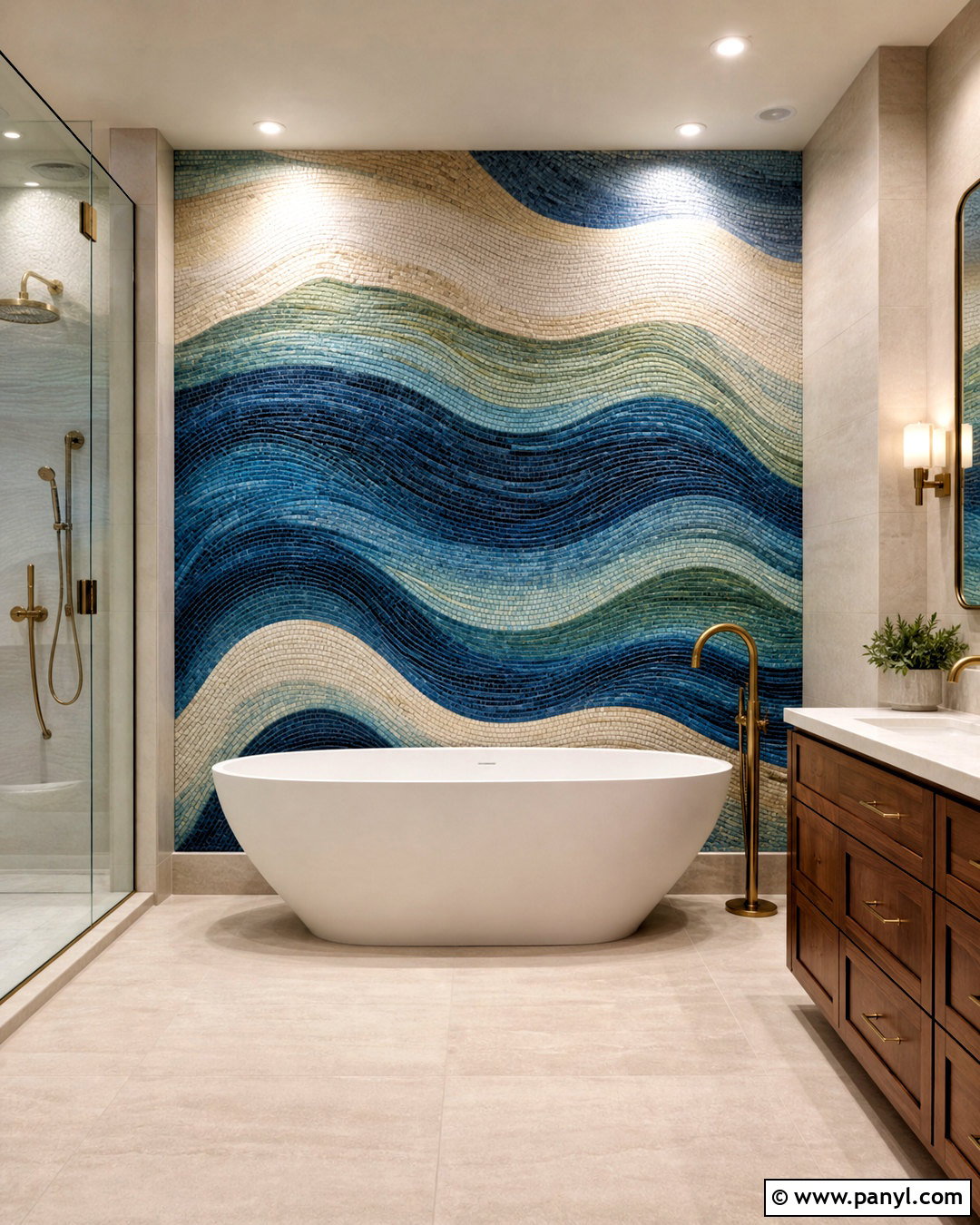 Mosaic Mural Bathroom Wall - 20 bathroom statement wall ideas