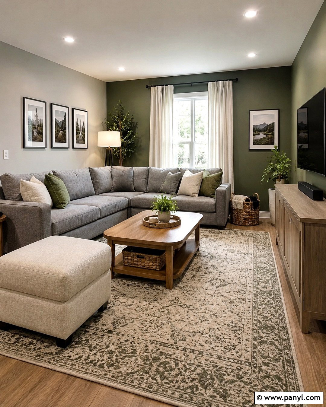Moss Green Accent Wall Family Room - 20 Gray Walls With Green Accent Wall Ideas