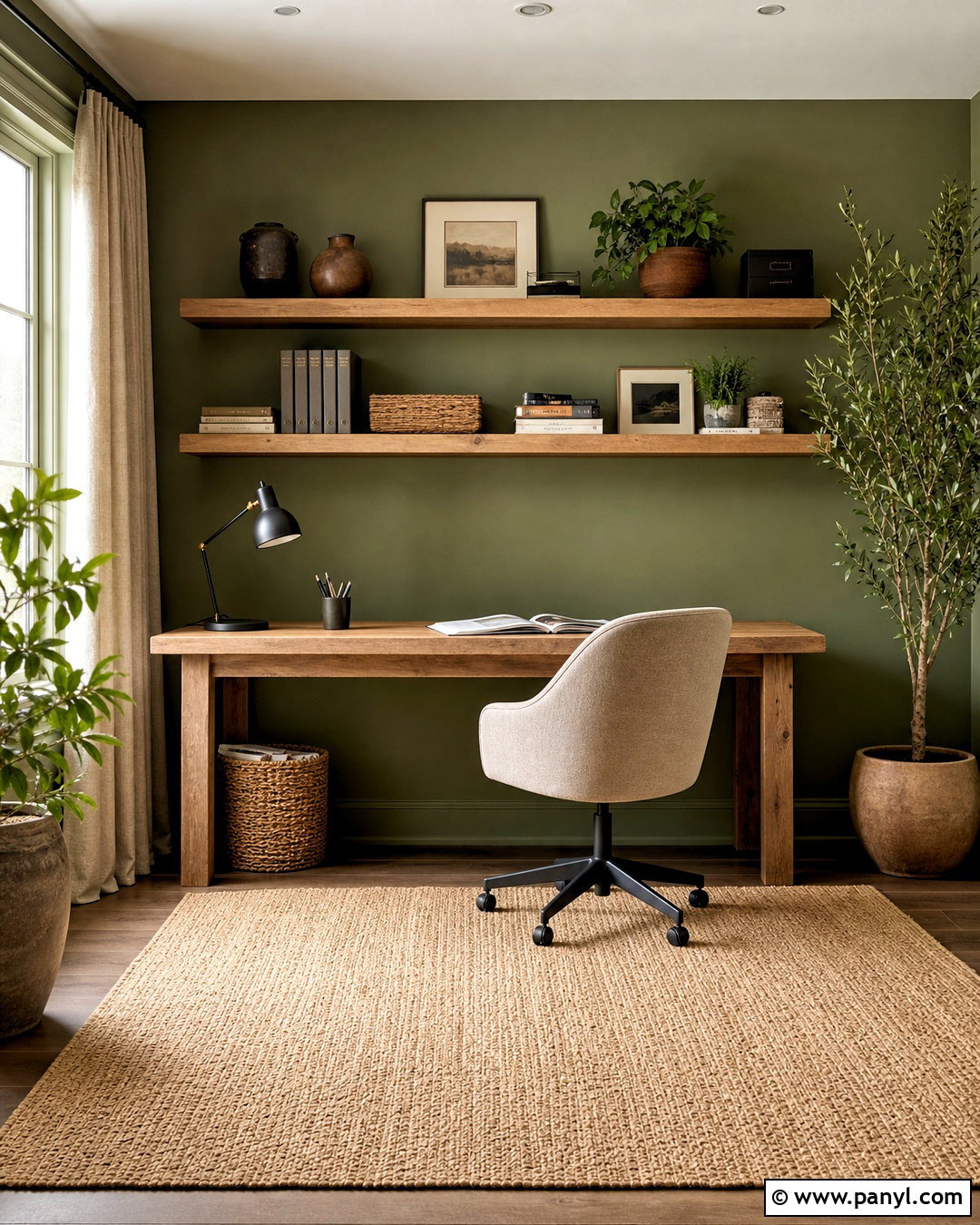 Moss Green And Natural Wood - 20 green color palette ideas