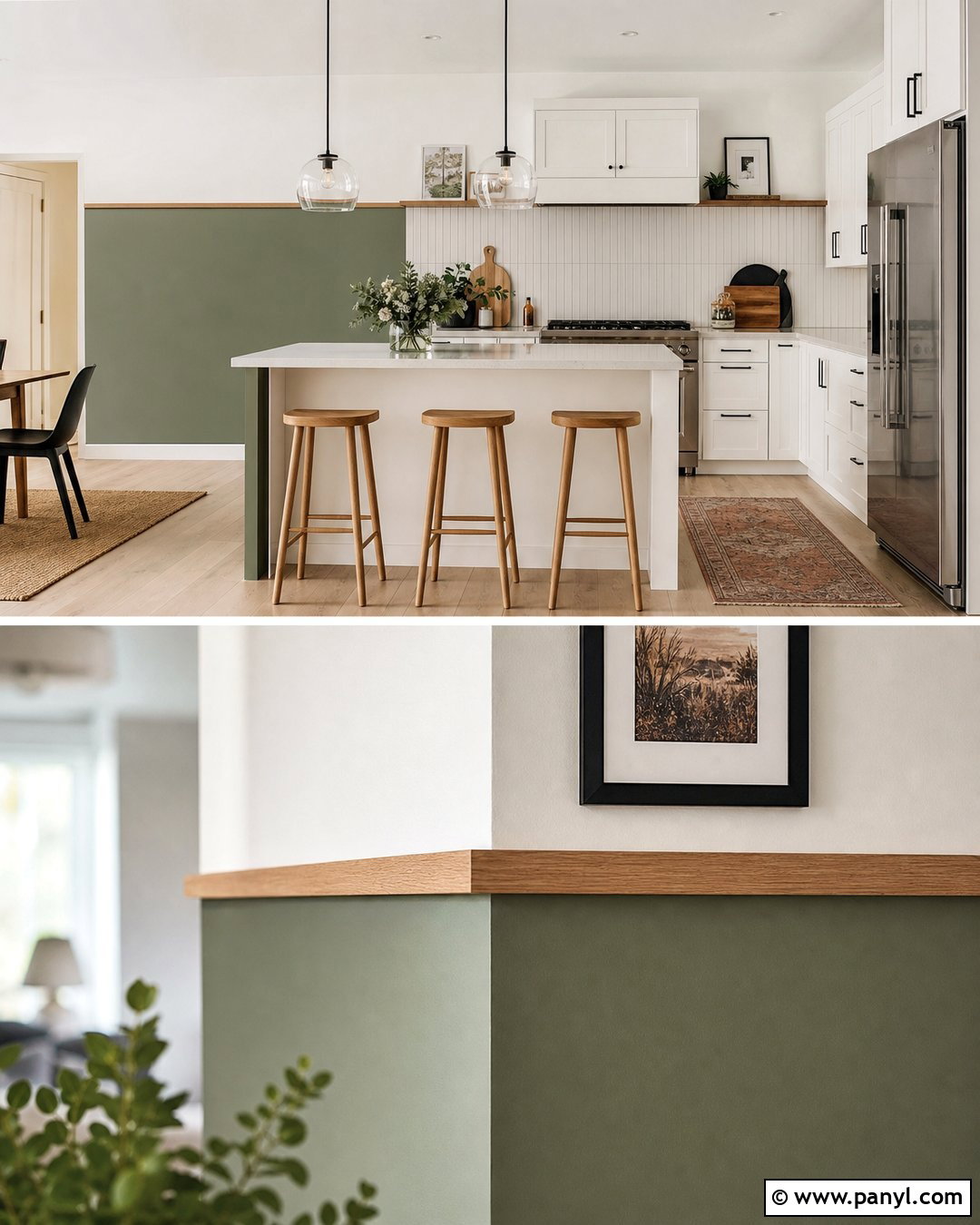 Moss Green And White Kitchen Wall - 25 Half Green Half White Wall Ideas
