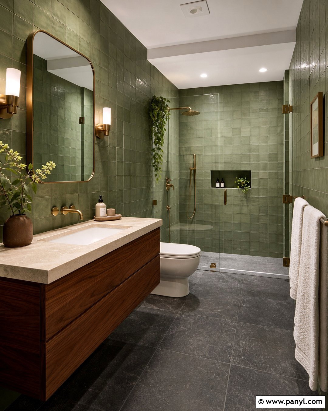 Moss Green Bathroom Tile Walls - 35 Green Bathroom Walls