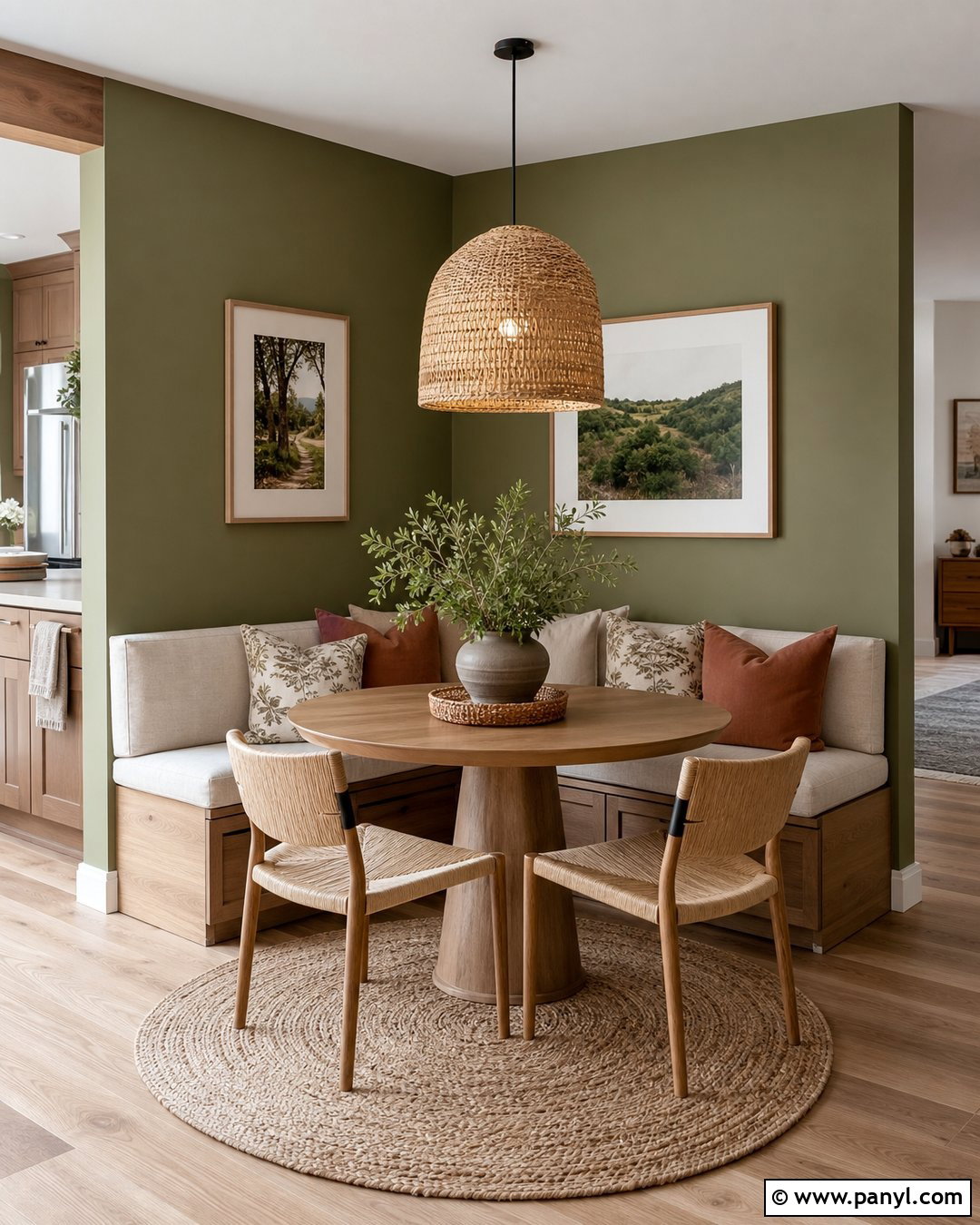 Moss Green Breakfast Nook Wall - 35 green wall interior ideas