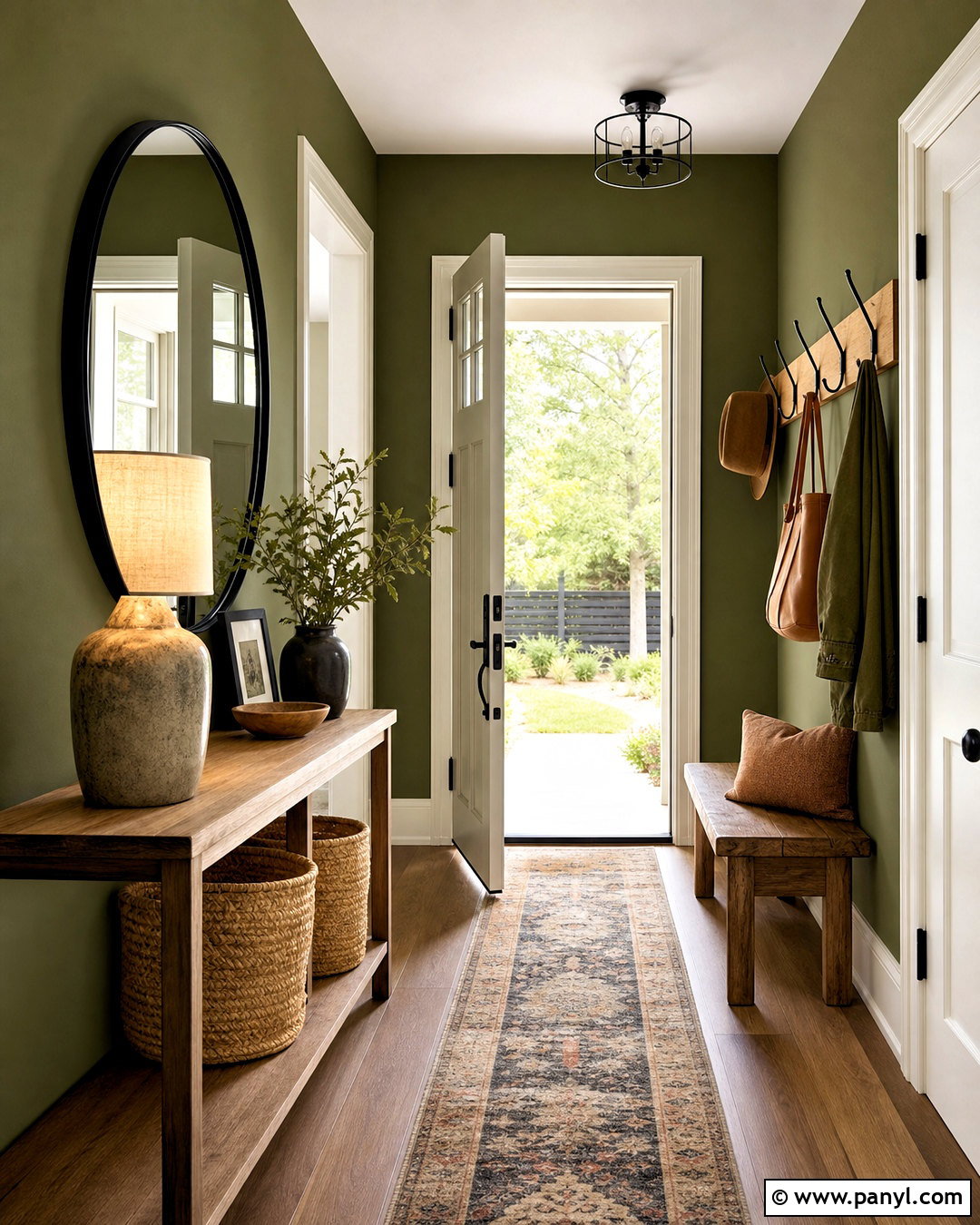 Moss Green Entryway - 20 green wall color ideas