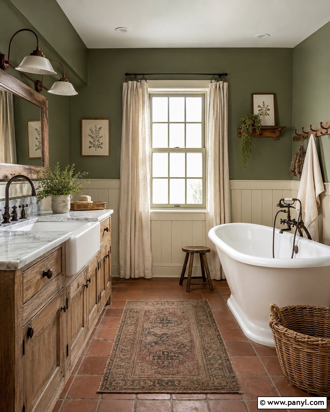 Moss Green Farmhouse Bathroom - 20 Vintage Bathroom With Green Walls