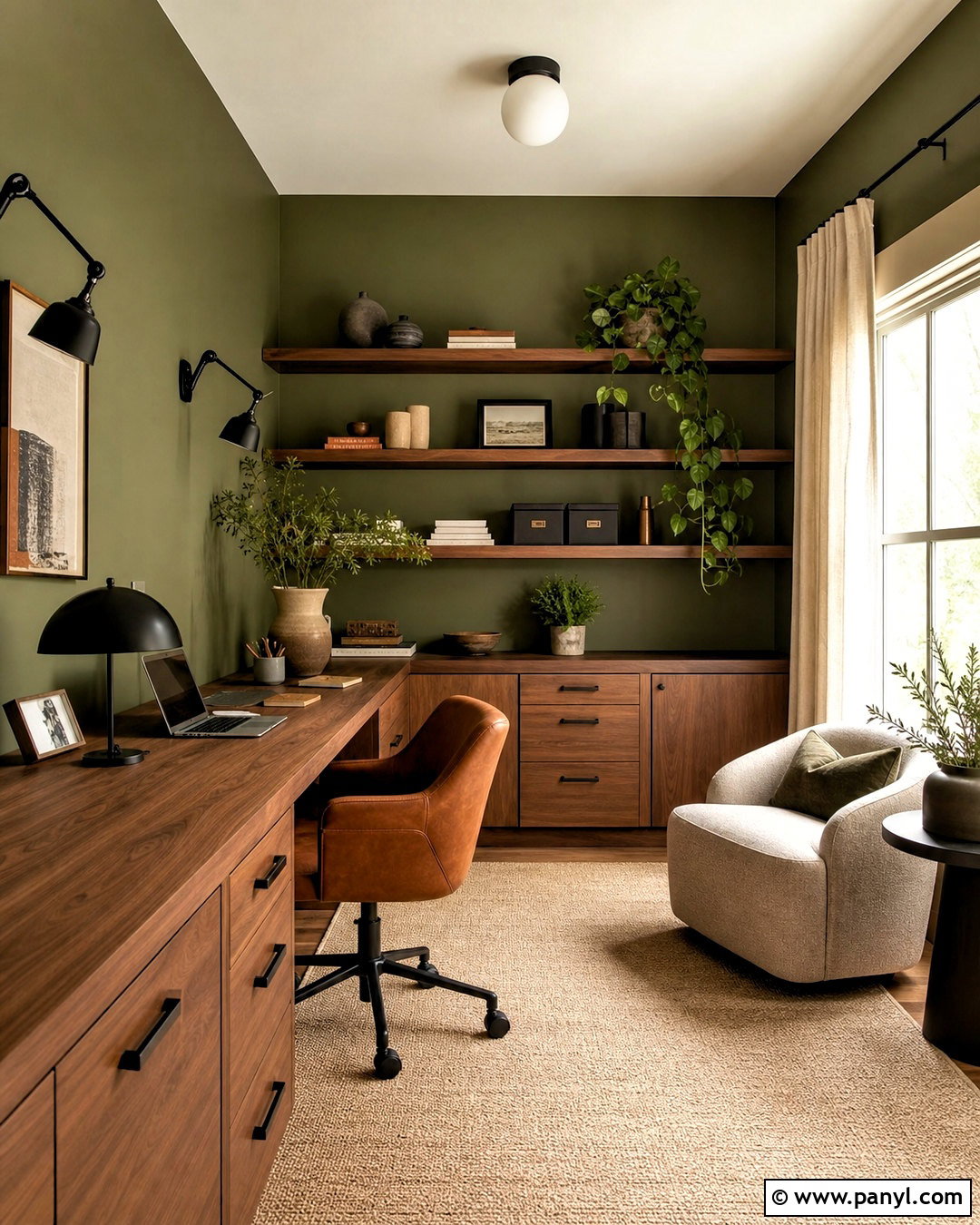 Moss Green Home Office - 20 green interior design ideas