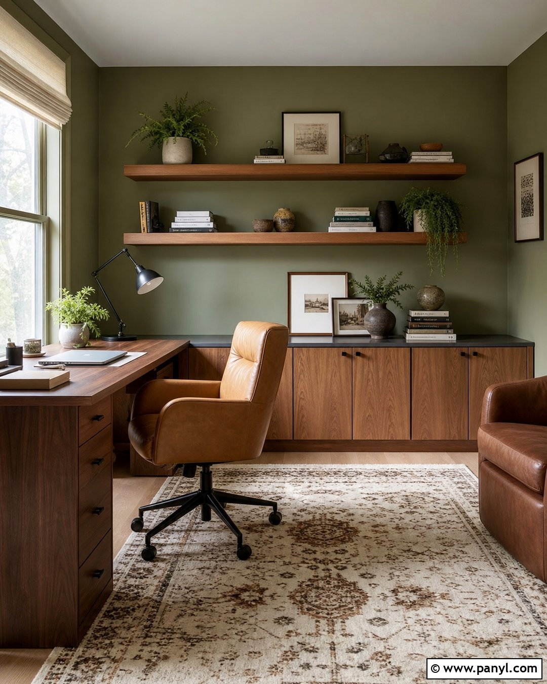 Moss Green Home Office Walls - 30 Green Color Wall Ideas