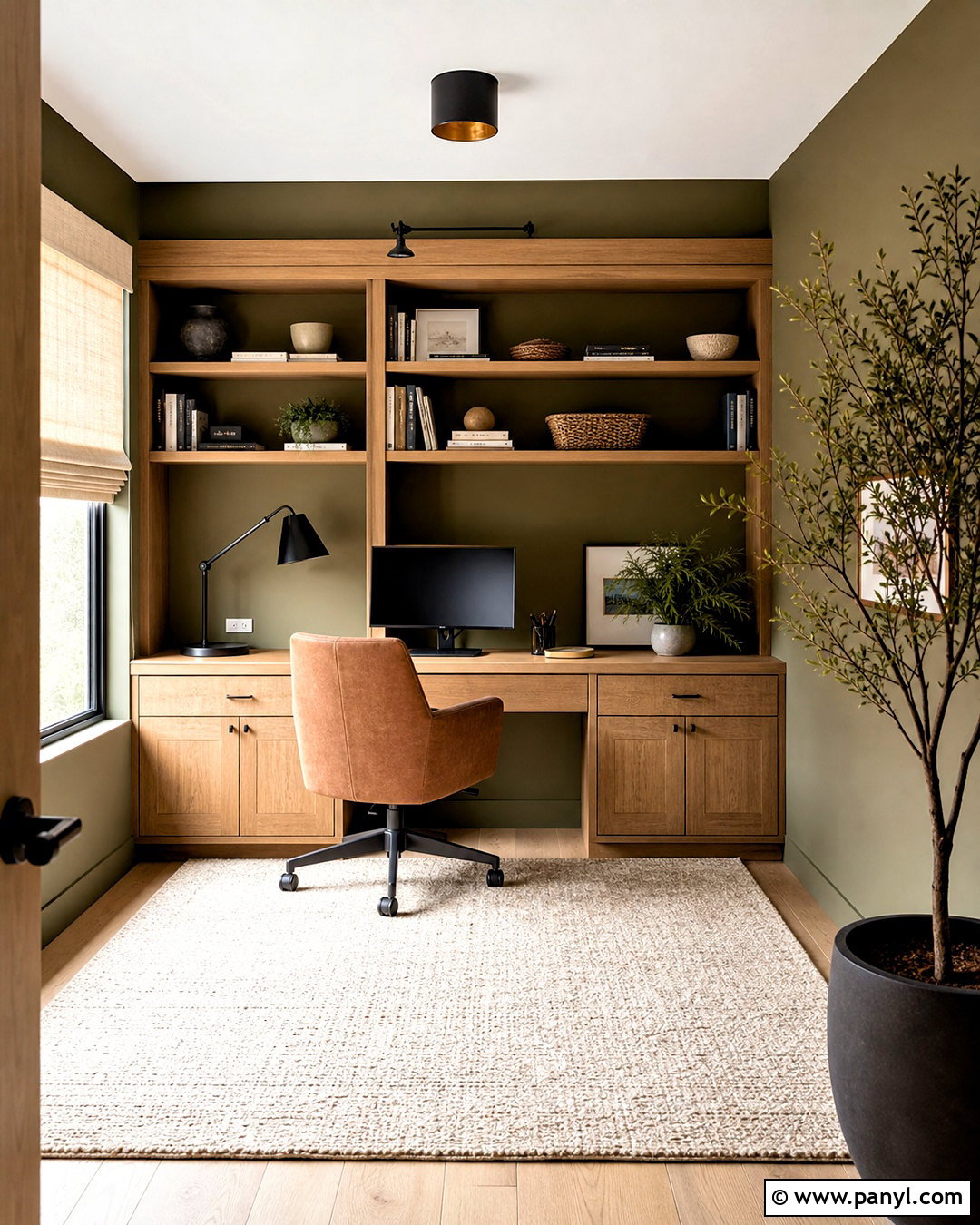 Moss Green Home Office - 20 green color room ideas
