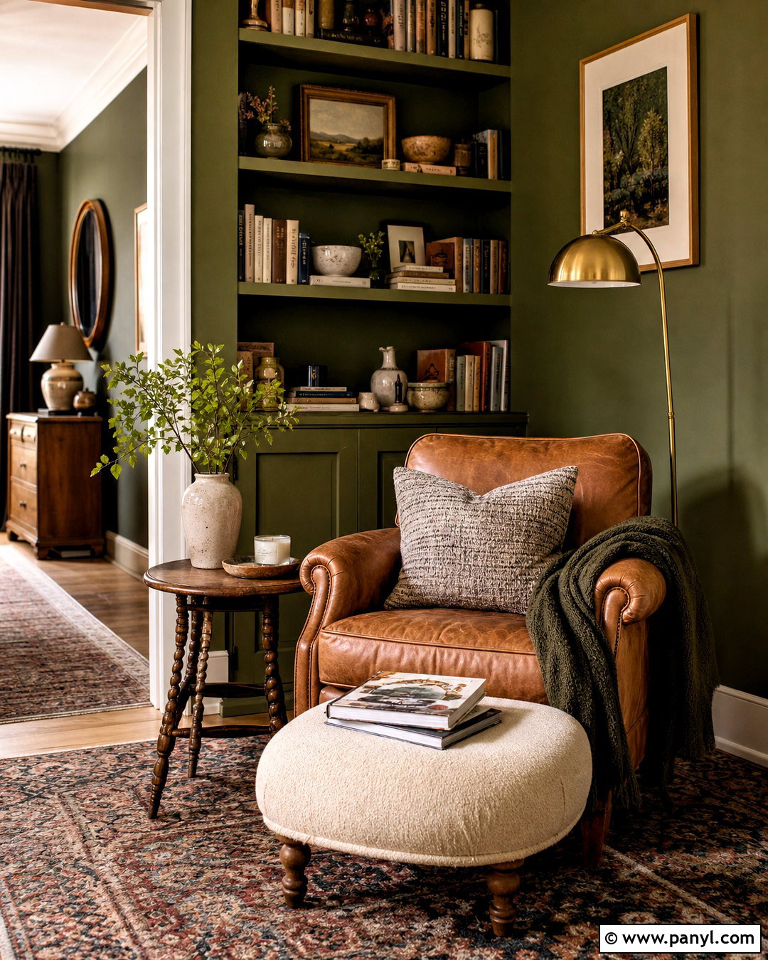 Moss Green Reading Nook Wall - 20 green wall ideas