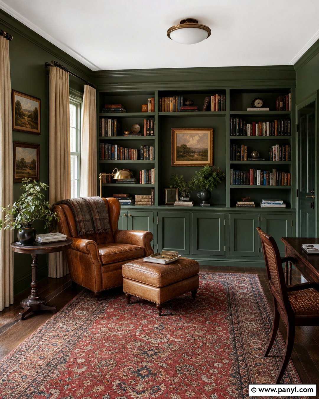 Moss Green Reading Room Walls - 30 green wall colors