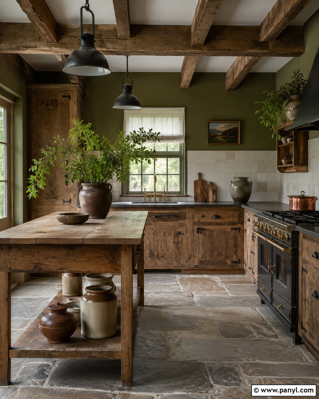 Moss Green Rustic Kitchen - 20 Vintage Kitchen With Green Walls