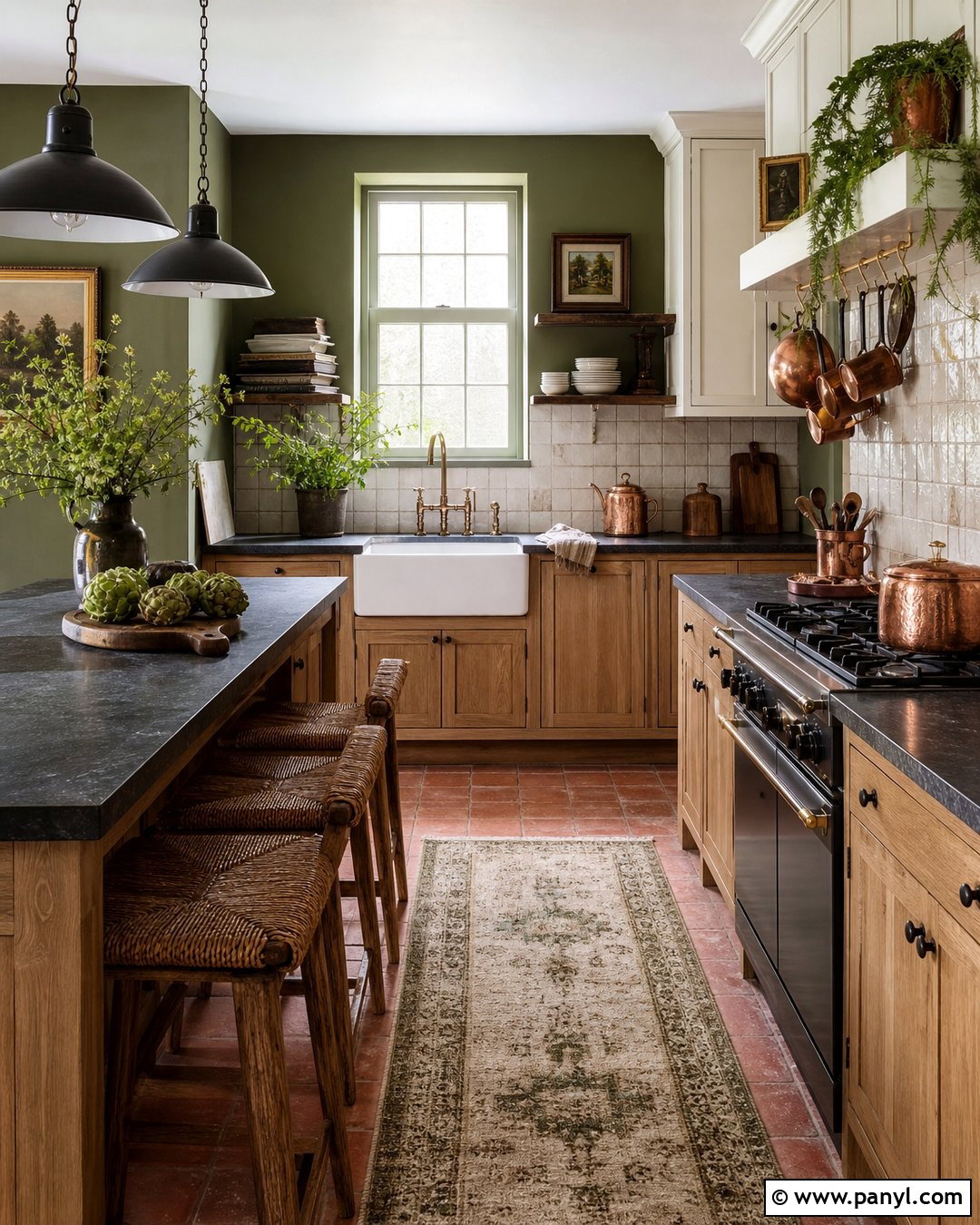Moss Green Rustic Kitchen - 20 Green Wall Rustic Style Ideas