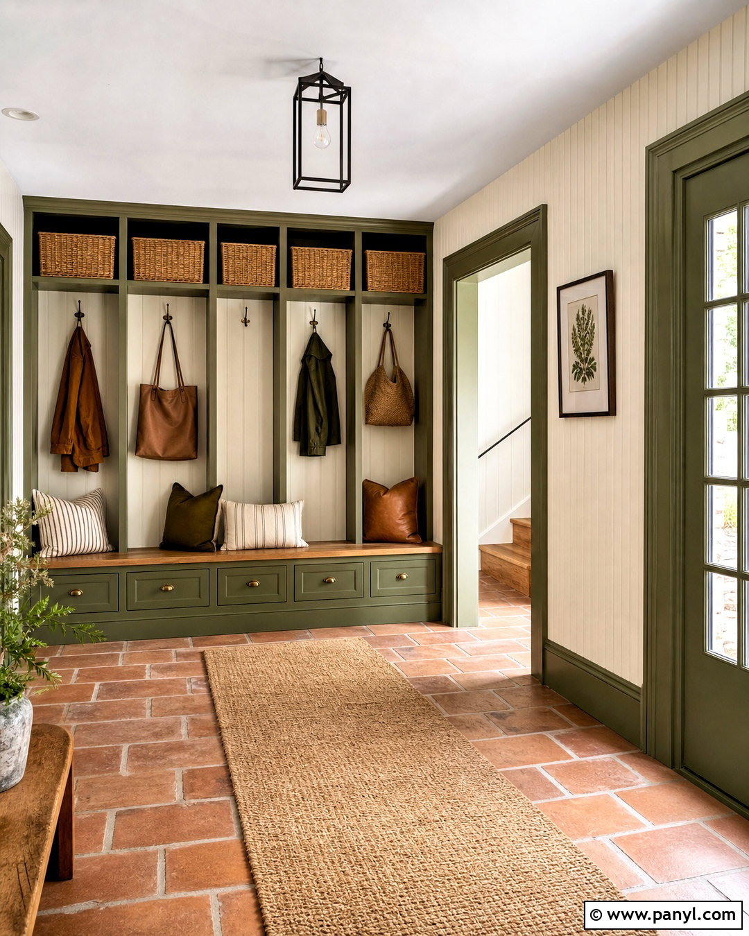 Moss Green Skirting Boards In A Terracotta Mudroom - 20 green skirting boards