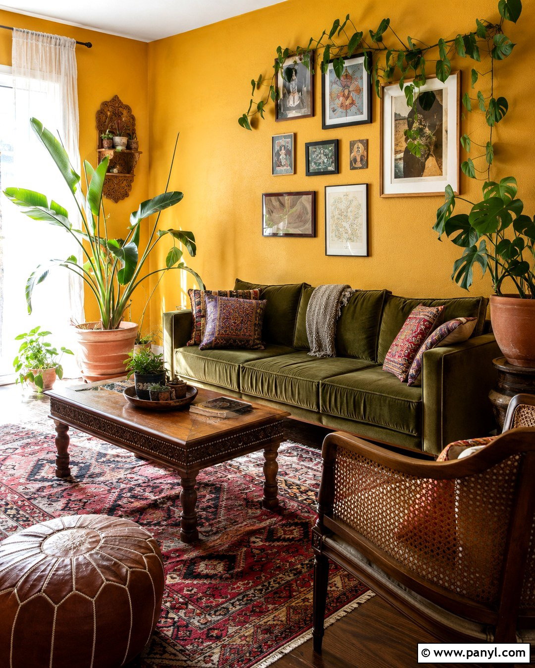Moss Green Sofa With Golden Yellow Walls - 20 Green Sofa Yellow Wall Ideas