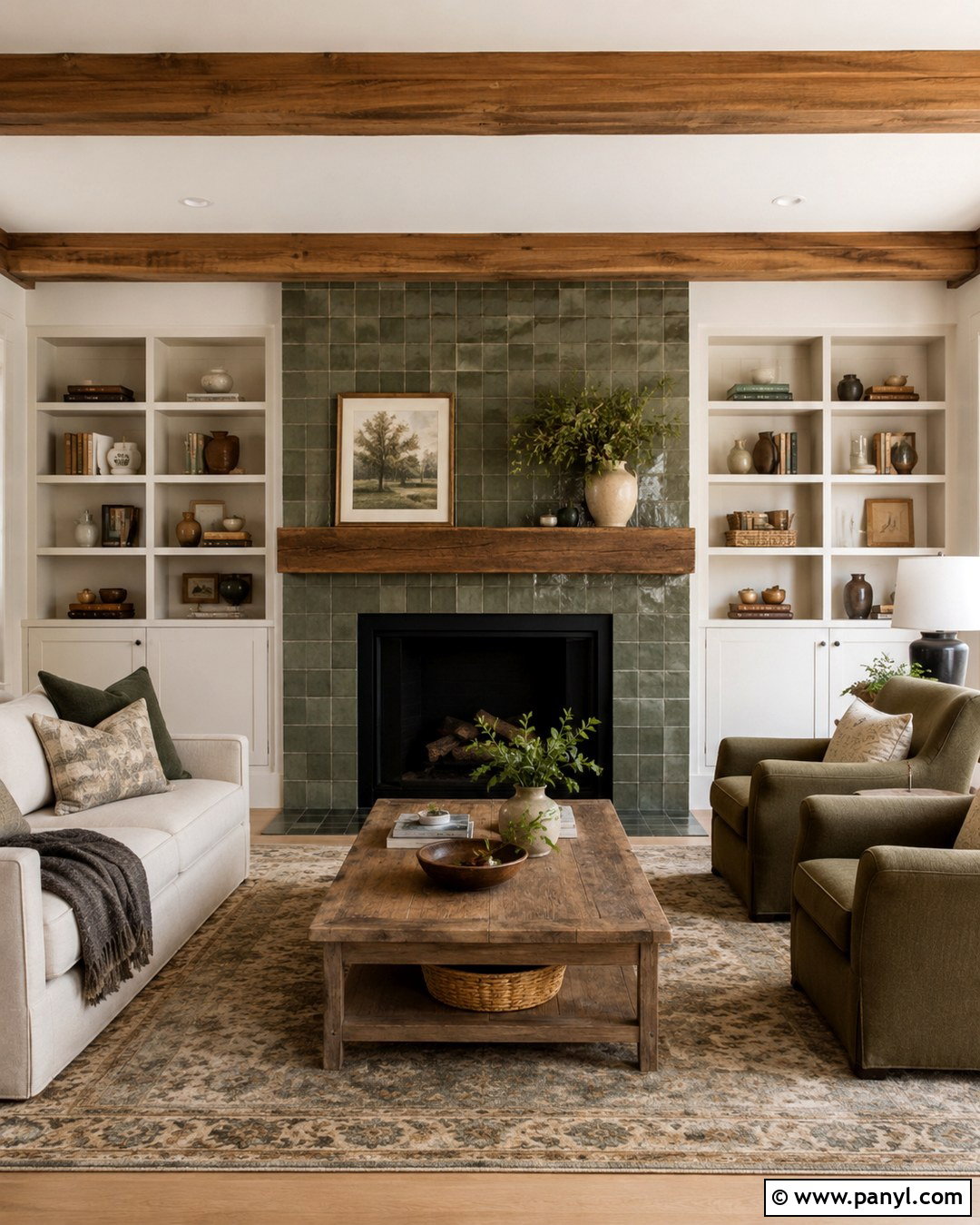 Moss Green Tile Fireplace Surround Wall - 20 Green Tile Accent Wall Ideas
