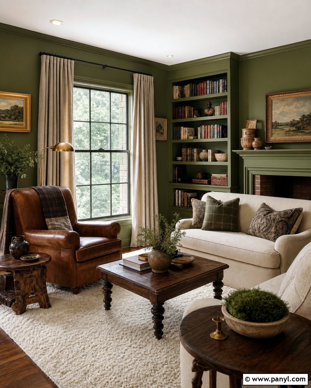 Moss Green Wall Color Reading Room - 30 Moody Wall Color Ideas