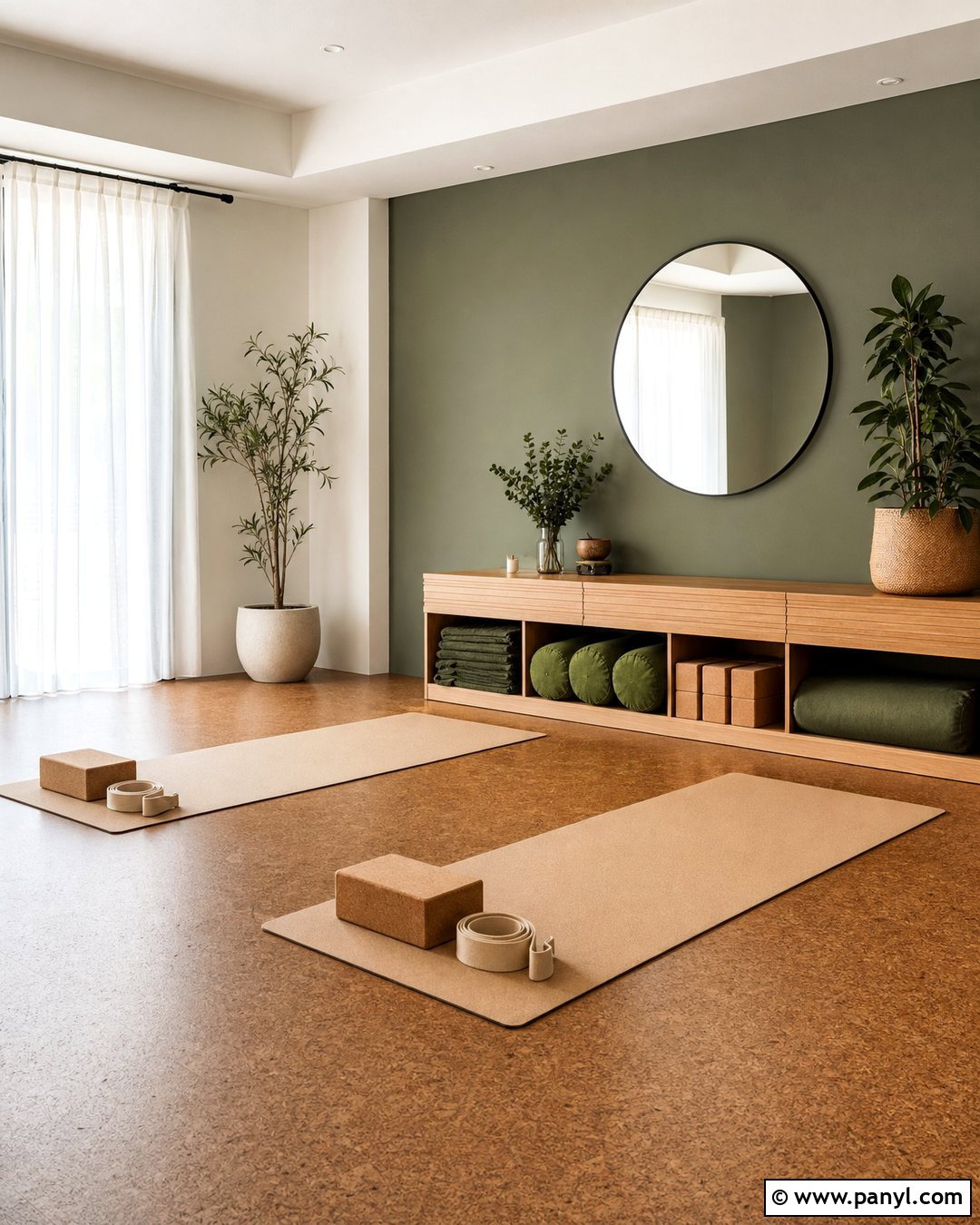 Moss Green Yoga Home Gym - 20 Modern Home Gym With Green Accent Wall Ideas