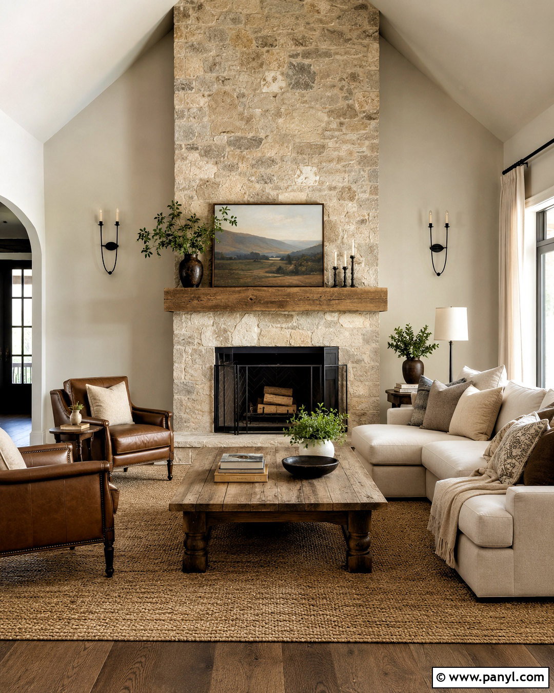 Moth Wing Living Room With Stone Fireplace - 40 moth wing sherwin williams ideas