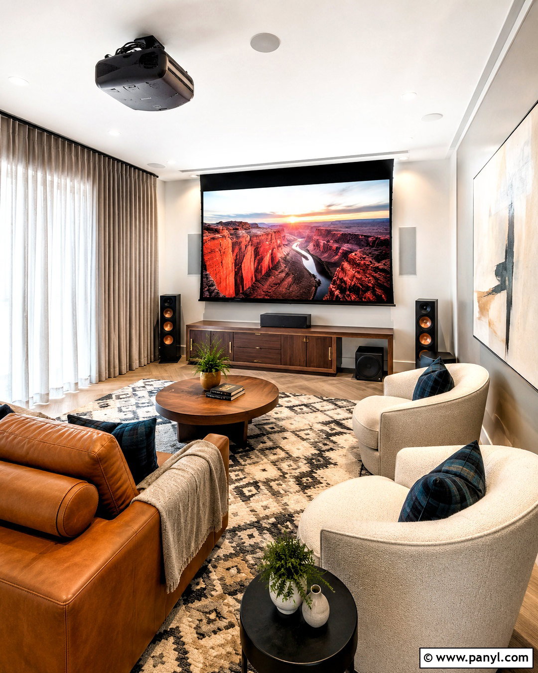 Motorized Projector Screen Living Room - 20 projector setup ideas